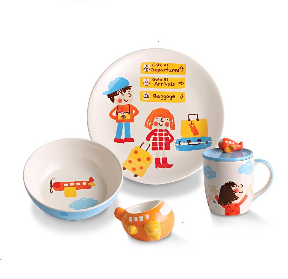 Good Quality With So Cute Design 3d Plane Dinnerware Sets Ceramic For Everyday Use Hand Painted Stoneware From Thailand